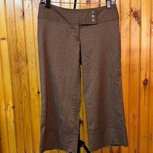 No Boundaries Brown Pinstripe Cropped Dress Pants